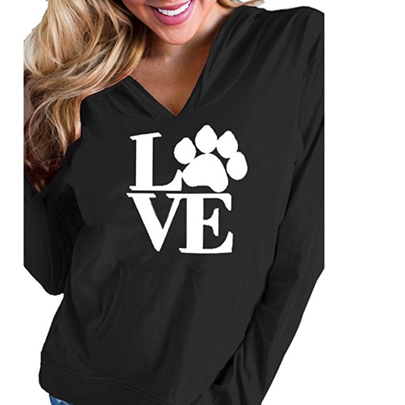 Tops - Sold ..women love dog paw print hoodie sweatshirt